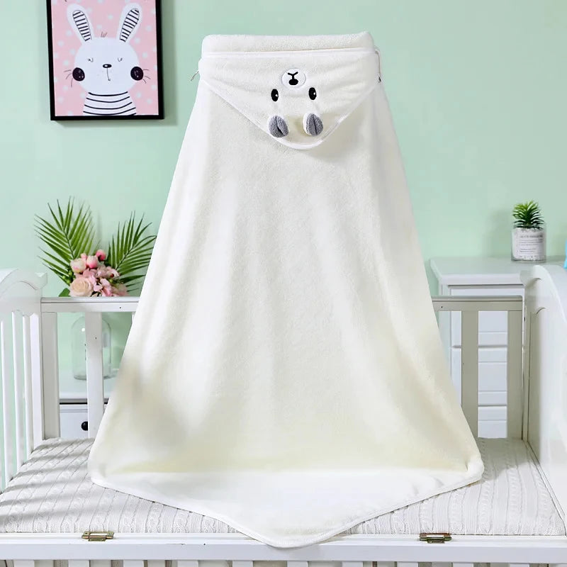 Cartoon Animal Baby Hooded Towel – Soft Newborn Blanket & Toddler Bathrobe, Warm Swaddle Wrap for Boys & Girls
