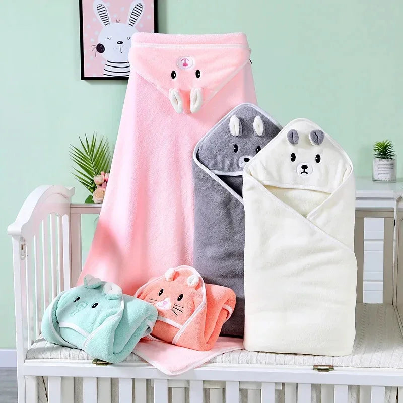 Cartoon Animal Baby Hooded Towel – Soft Newborn Blanket & Toddler Bathrobe, Warm Swaddle Wrap for Boys & Girls